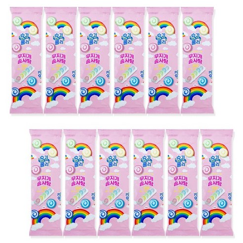마카롱 닮은 슈가롤리 무지개 솜사탕 12g, 12개