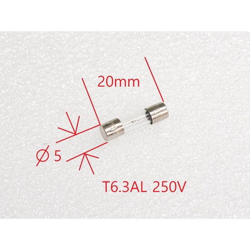 T6.3L원형 미니유리관 퓨즈 250V6.3A 20mm5파이 5개