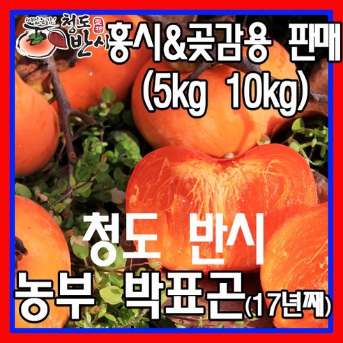 농부박표곤/5kg 10kg/청도씨없는감/곶감용감(꼭지있음)/홍시/청도반시, 1박스, A형-홍시 5kg (46~50과)