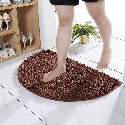 ZZJJC 현관 매트 화장실 흡수매트 침실 카펫 거실 매트 욕실 미끄럼 방지 매트 주방의깔다, 커피색, 40*60cm 반원[공장 직거래]】