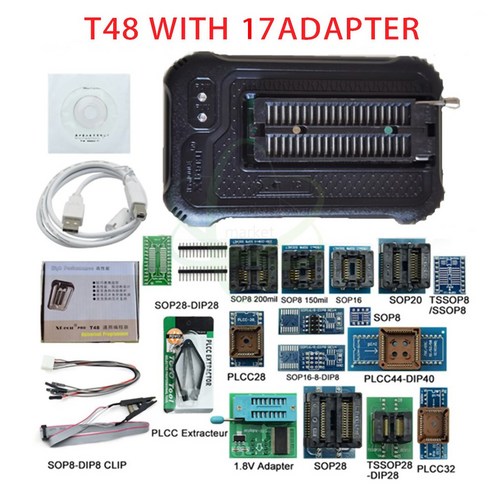 TL866II 업그레이드버전 T48 범용 프로그래머 USB 롬라이터 BIOS 복구 MCU PIC, T48+17키트