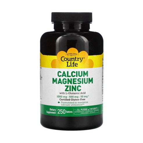 컨트리라이프 칼슘 마그네슘 아연 Calcium Magnesium Zinc 90타블렛 2통, 2개, 90개