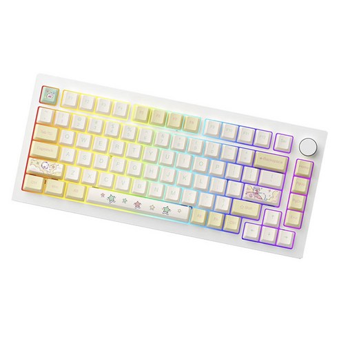몬스긱 V3 프로 세 가지 모드 RGB 핫스왑 메탈 기계식 키보드, 문라이트, M1(크림옐로우축), 텐키리스