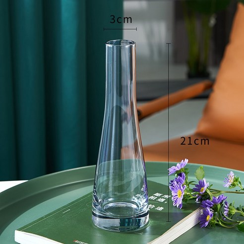 DFMEI 북유럽 인스아이디어 심플 유리 꽃병 투명 수양 꽃 거실 물컵 단짝 꽃병자락입니다.건, DFMEI 0721 (스모키 그레이), 중간