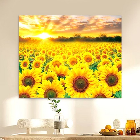 액자 캔버스형 보석십자수 DIY 키트 40 x 50 cm, SZX008.석양에 지는 해바라기