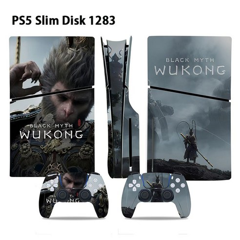 PS5 / PS5 Slim 검은신화 오공 스티커 콘솔 + 컨트롤러 스티커, 6세트, PS5 Slim Disk 1283