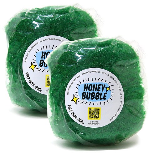 니뜨 허니버블수세미 콘사 (400g) x2볼, 35_그린, 2개