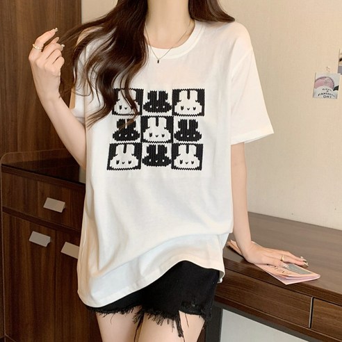 주디앤 버니블럭 여성 코튼 반팔 티셔츠 잇미샤티셔츠
