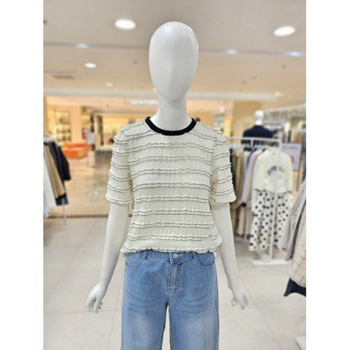 (올리브데올리브) 프릴배색 라운드 티셔츠 (YW5ME332) 1415016