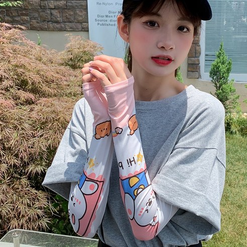 DFMEI 아이스 실크 자외선 차단제 소매 여성용 여름 여행 UV 보호 양산 팔 보호대, DFMEI 하이 버니