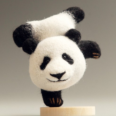 Kudos 실패없는 DIY 양모펠트 판다 인형 풀패키지 베이스 포함, 02, 1세트