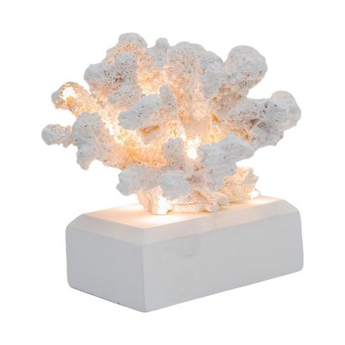산호 인형 LED 조각 동상 공예 책상 거실 장식을위한 미니어처, 하얀, 수지