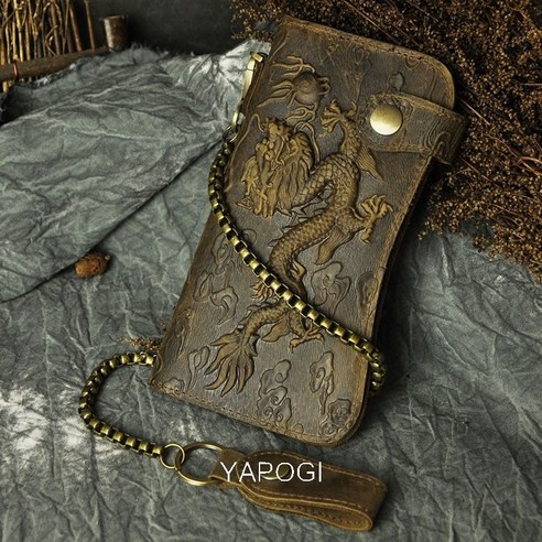YAPOGI 첫 번째 레이어 미친 말 가죽 남성 멀티 카드 슬롯 대용량 라떼 팔찌 지갑 지갑 1088 YAPOGI