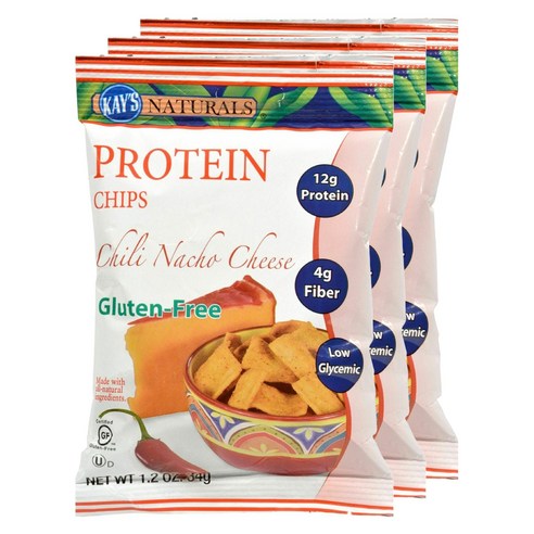 케이스네츄럴스 프로틴 칩 칠리 나초 치즈, 34g, 3개