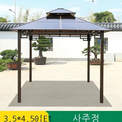 Fuhe 야외 정자 사각정자 PC 햇빛판 오두막 농가락 텐트 별장 정원 사주정 농장막 .x.미터 사주정, 3.5x4.5미터 사주정