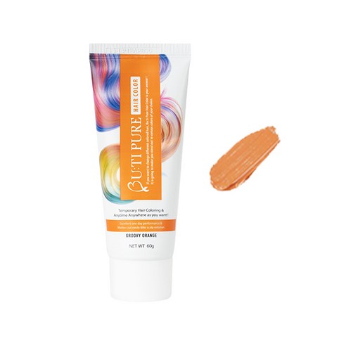 뷰티퓨어 헤어컬러트리트먼트 일회용염색 셀프염색 하루염색약 60g, 오렌지, 1개