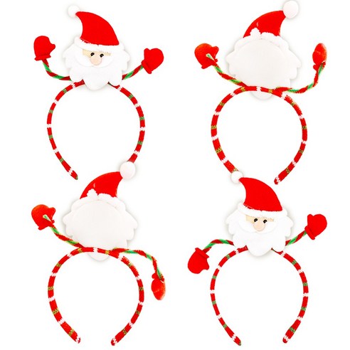 스투피드 크리스마스 머리띠 4개입, 1세트, 패션 산타 머리띠