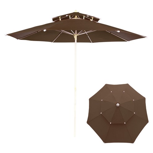 연필트리 특대형 이층 일자형 파라솔, 브라운
