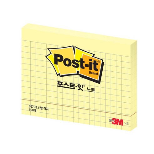 3M 메모지 포스트잇 657 노랑/격자 102x76mm 100장, 단품, 선택완료