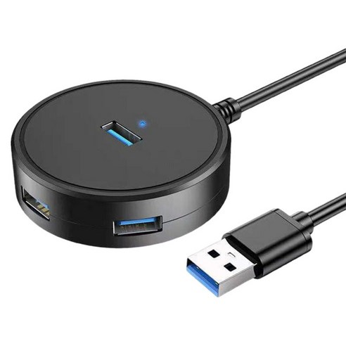 휴대용 4 포트 USB 허브 3.0 USB 분배기 1.6 피트 연장 코드 지원되지 않는 액세서리 충전 충전 5 Gbps 확장기 플러그, 검은 색, 50cm 케이블, 복근