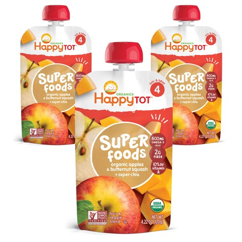 해피토트 슈퍼푸드 어린이 스무디 120g, 사과+버터넛 스쿼시, 3개