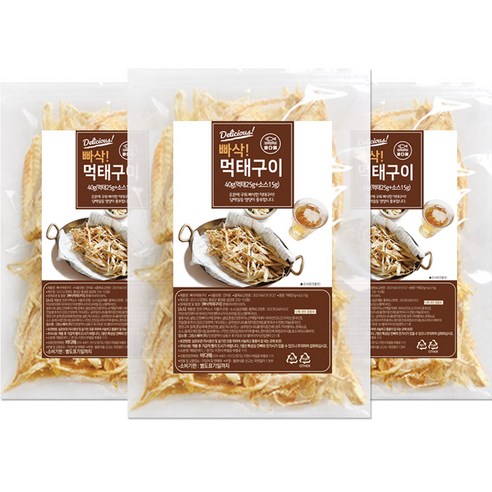 바다해 빠삭먹태구이 + 가맥소스, 40g 3개 세트 건어물