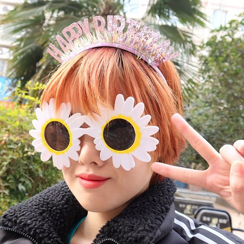 1+1 생일 축하 머리띠 헤어 밴드 소품 파티 홈 생파 인싸 왕관, 진핑크+연핑크