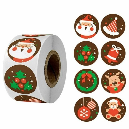 500Pcs 메리 크리스마스 스티커 라벨 트리 엘크 사탕 가방 선물 씰링 장식, 하나, 보여진 바와 같이