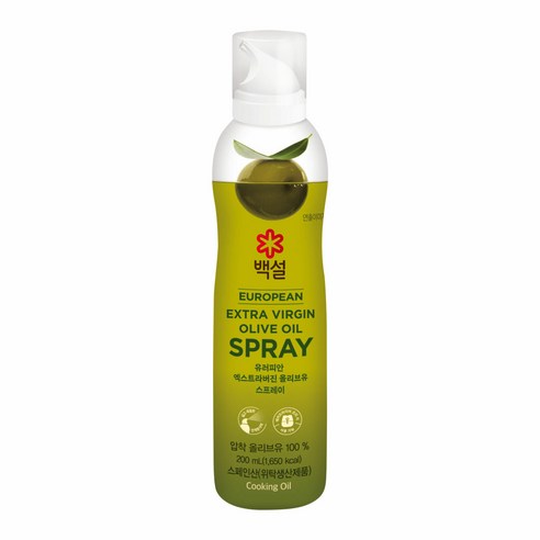 CJ 백설 유러피안 엑스트라버진 올리브유 스프레이 200ml 고급유 샐러드 식용유 식용유추천 식물성오일, 11개