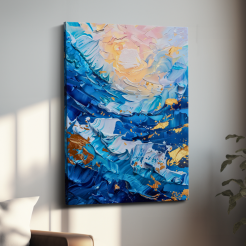 아트앤코 돈 들어오는 바다 캔버스 그림 75x50cm 풍수지리 인테리어 대형 액자, AT3141 바다 에이쿼스 오로라