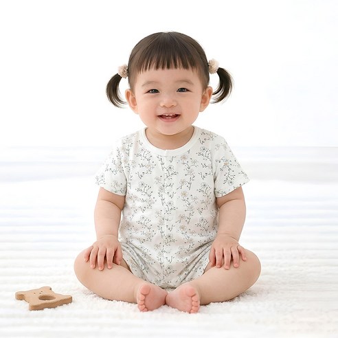 마롤로뜨 순면 반팔 아기바디수트 KC인증 나염 아기옷 실내복 내의 출산선물 신생아 백일