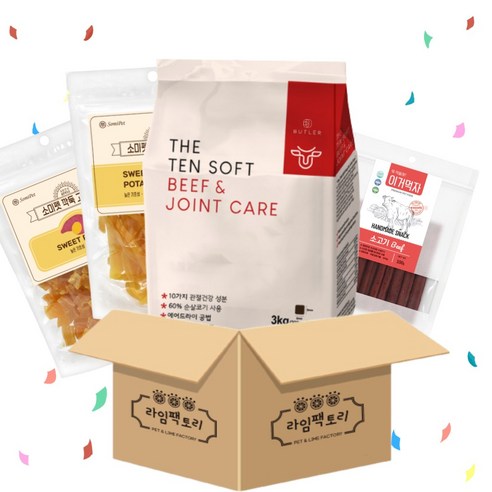 [라임팩토리] 버틀러 더텐소프트 강아지사료 3종 택1 +이거먹자져키100g+소미펫말랑고구마250g+소미펫깍둑고구마250g, 1개, 3kg, 소고기