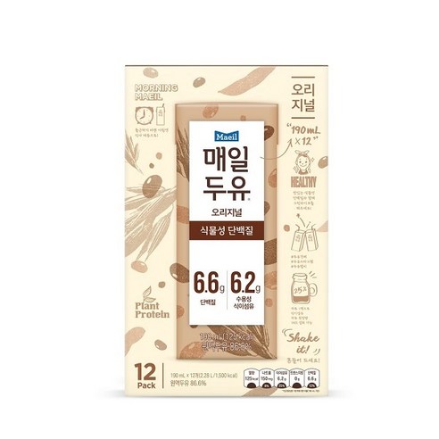 매일두유 오리지널 190MLx12입, 190MLx12입x1개, 190ml, 12개