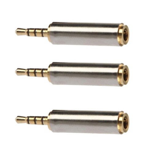 3 Pcs 이어폰 헤드폰 오디오 어댑터 2.5mm 남성-3.5 (1/8 인치) 여성, 황금, 44x44x6mm, 금속