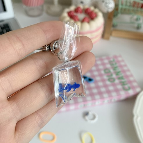걸스코코 금붕어봉다리키링 D고리키링 가방고리 에어팟 버즈 봉제인형키링 차키 열쇠고리 가방키링