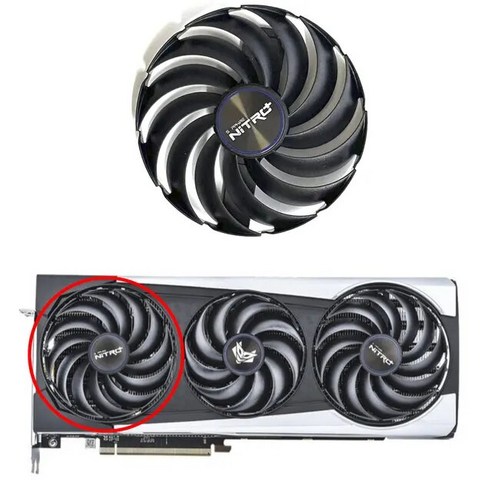 선풍기 그래픽 카드 냉각 비디오 사파이어 NITRO AMD Radeon RX 6700 6800 6900 XT 87mm FDC10H12D9-C 95mm FDC10U12D9-C, [01] 1 FAN