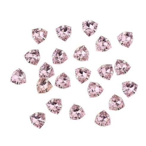 의류 장식에 대 한 유리 크리스탈 라인 석 플랫 백에 20pcs 삼각형 바느질, 핑크, 설명