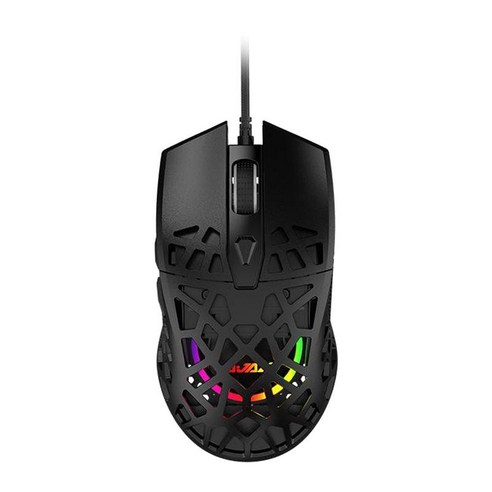 초경량 RGB 유선 벌집형 게임용 마우스 고정밀 12 400 DPI 광 센서, 블랙, 127x66x38.4mm, 플라스틱