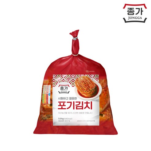 종가집 포기김치 국산 배추, 2개, 1.6kg