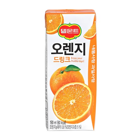 24팩 피크닉 간식 190ml팩 델몬트 오렌지, 190ml, 24개