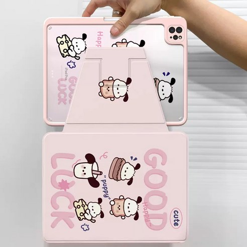 아이패드케이스 애플펜슬수납 가로세로거치 슬라이드 귀여운 산리오캐릭터 태블릿PC케이스, type8: 익살맞은 쿠로미, 1개