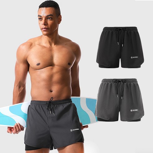 MDIVGYM 투인원 남자 수영복반바지 보드숏 팬츠