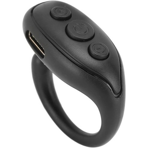 Bluetooth Remote Control for Mobile Phone Ring Finger Scroller Ebook Scrolling Page Turner Camera, BLACK