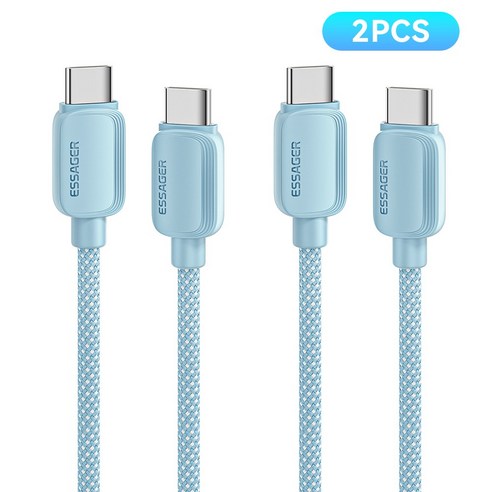 Essager 100W 5A C타입 고속충전케이블, 2개, 2m, 블루