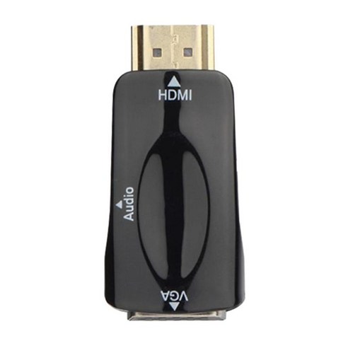 3.5mm 오디오 케이블이 있는 휴대용 HDMI-VGA 변환기 - 블랙, 50x23x16mm, 플라스틱