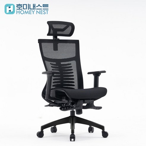 HOMEY NEST 자세교정 요추보호 메쉬 사무실 사무용 게이밍 PC방 컴퓨터 책상 공부 의자 HN-OC5Q, 블랙