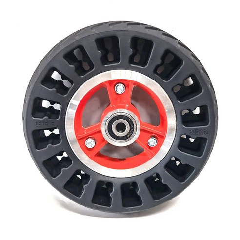 Monland 8 인치 200X50 솔리드 타이어 휠 전기 스쿠터 합금 림 액세서리가있는 무공압 타이어 레드, 빨간색