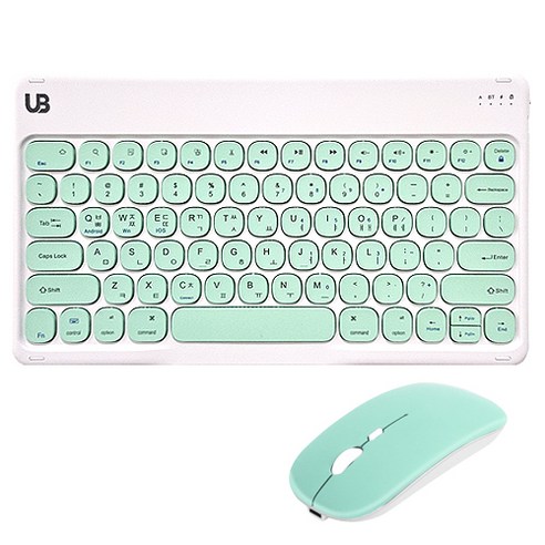 UB BK2 동글 블루투스 키보드+듀얼 마우스 세트, 그린 set 라지, 텐키리스