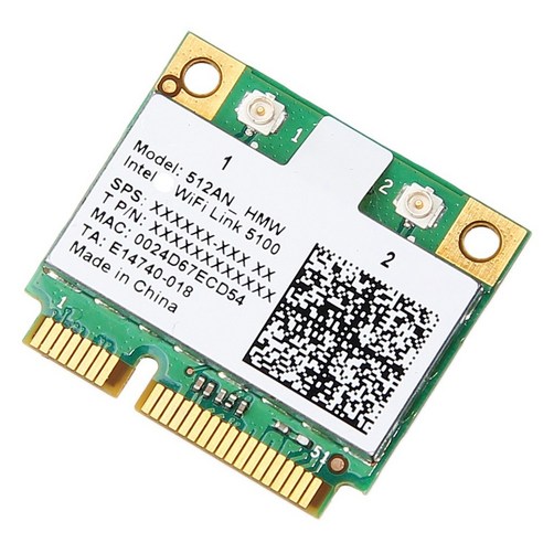 Retemporel Intel Wifi 5100 512AN HMW 미니 PCI-E Wlan 네트워크 카드용 듀얼 밴드 300Mbps 무선 카드 노트북용 2.4G/5Ghz 802.11, 1개, 초록