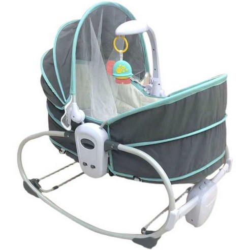 신생아흔들침대 그네 달래기 울음그치기 의자 자동, 1개, 요람 침대 블루 (손 흔들기)